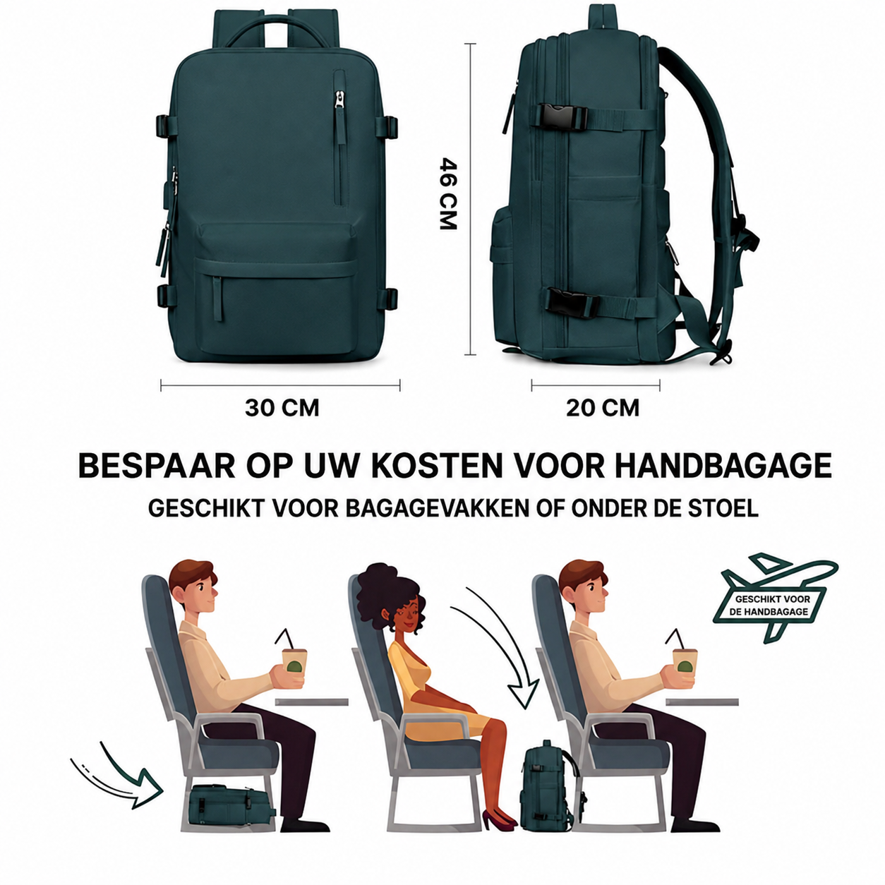 Reisrugzak Dames 35L Waterdicht & Perfect als Handbagage