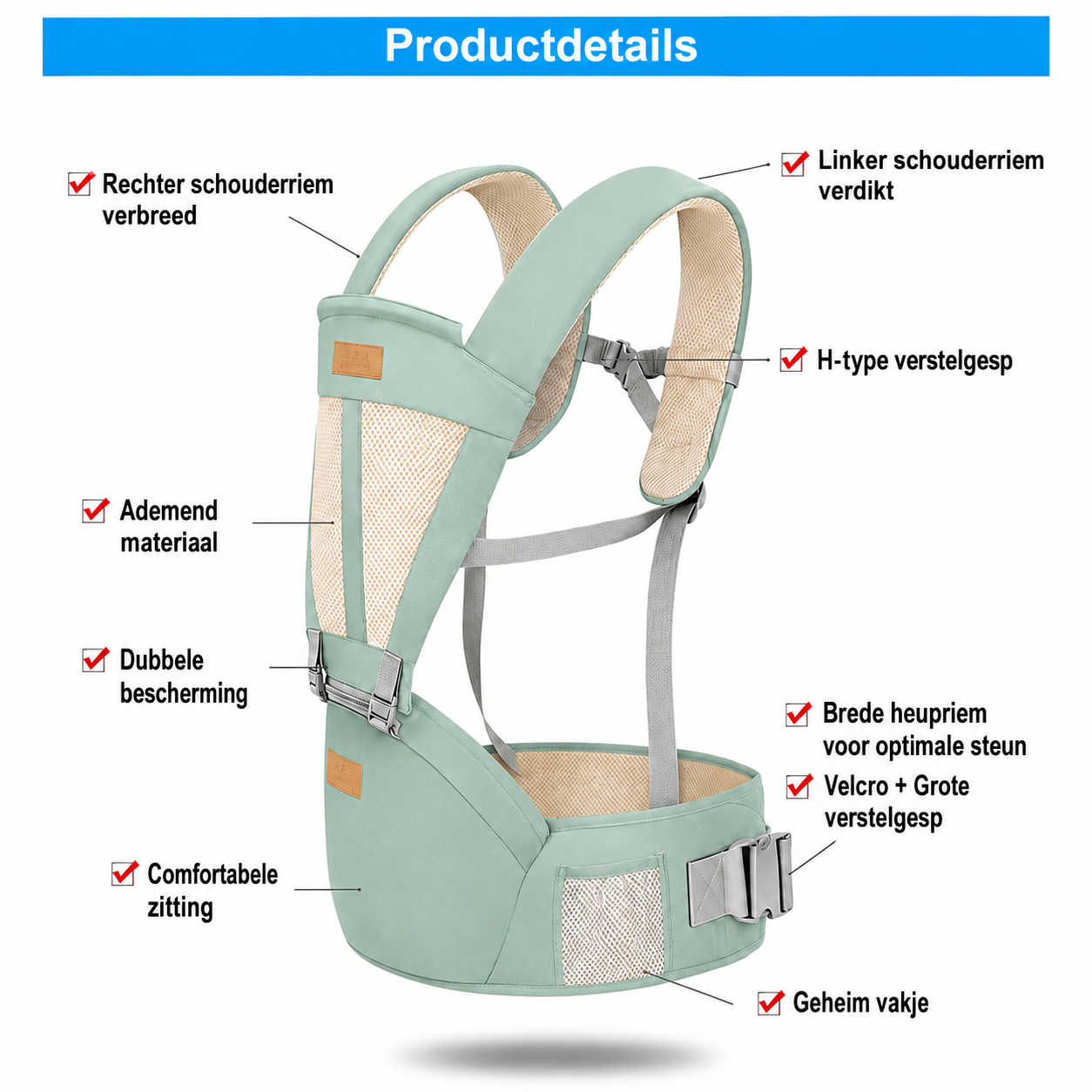 Ergonomische Babydrager Comfortabele Draagzak voor Baby’s