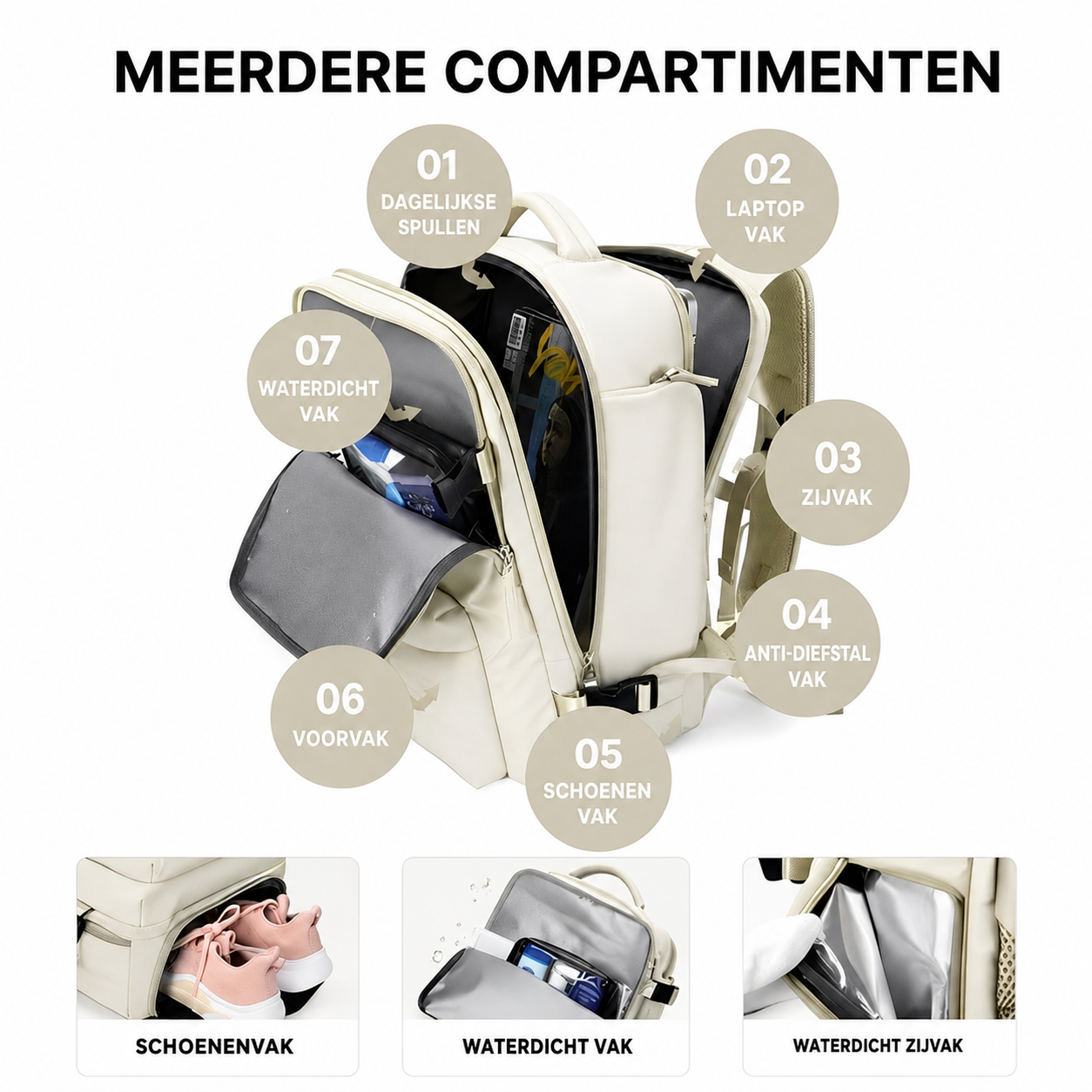 Reisrugzak Dames 35L Waterdicht & Perfect als Handbagage